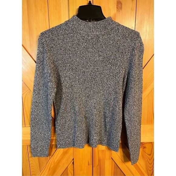 Jennifer Moore Size Large Knit Sweater Top Long Sleeves Mock Neck Charcoal (2366 - Picture 1 of 5